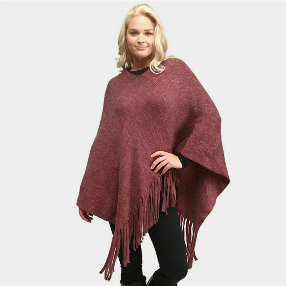 Poncho With Fringe Detail